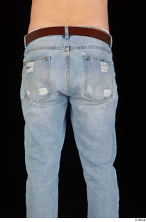 Hamza blue jeans brown belt buttock dressed hips thigh 0003.jpg